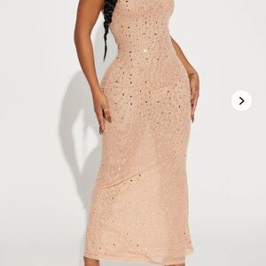 Rhinestone Mesh Maxi Dress